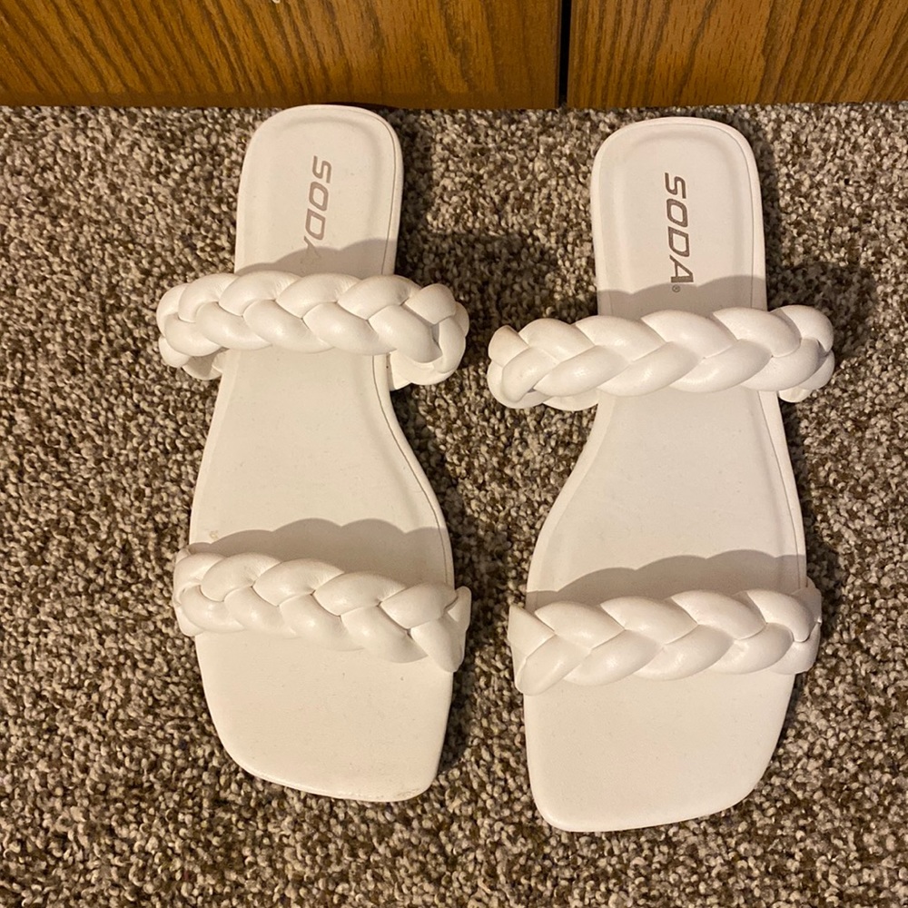 White Braided Sandals
